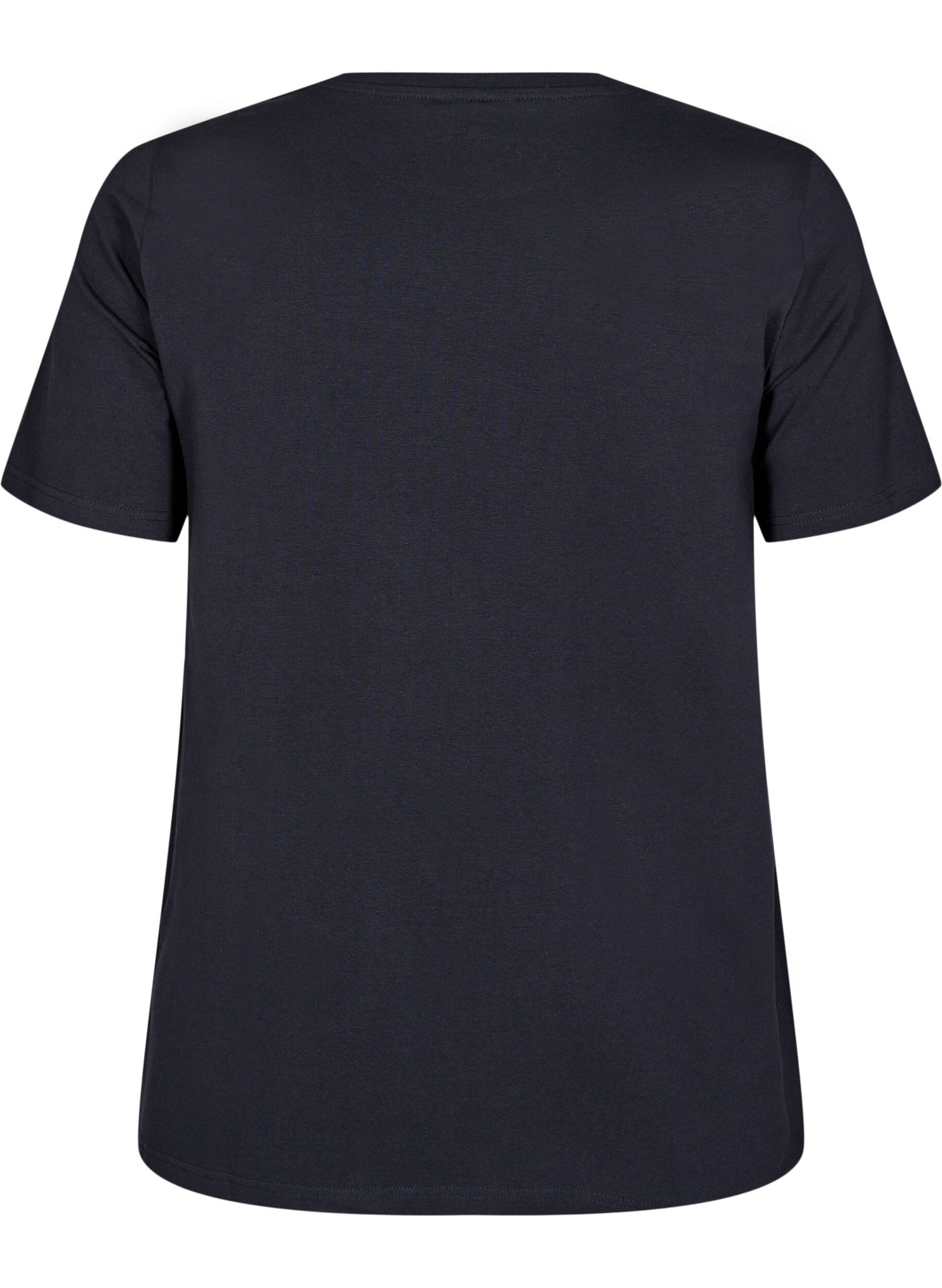 Zizzi T-shirt i ekologisk bomull med rund halsringning, Black, Packshot image number 1