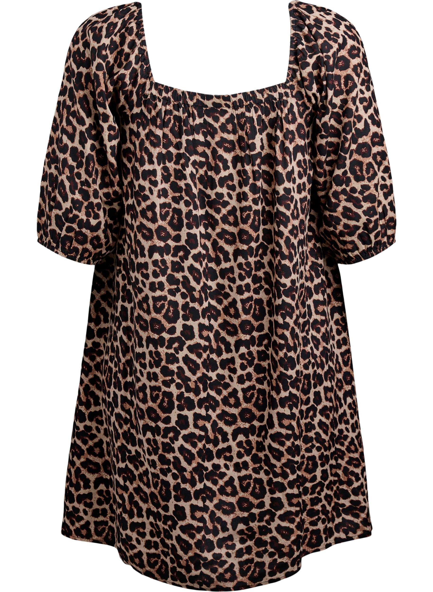 Zizzi Strandkl&auml;nning i viskos med m&ouml;nster, Beige, Packshot image number 1