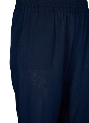 Enfärgade bomullsbyxor med linne, Navy Blazer, Packshot image number 2