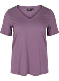 T-shirt i ekologisk bomull med v-ringning, Vintage Violet