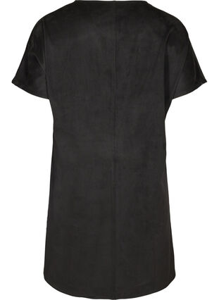Kortärmad klänning med rund hals, Black, Packshot image number 1