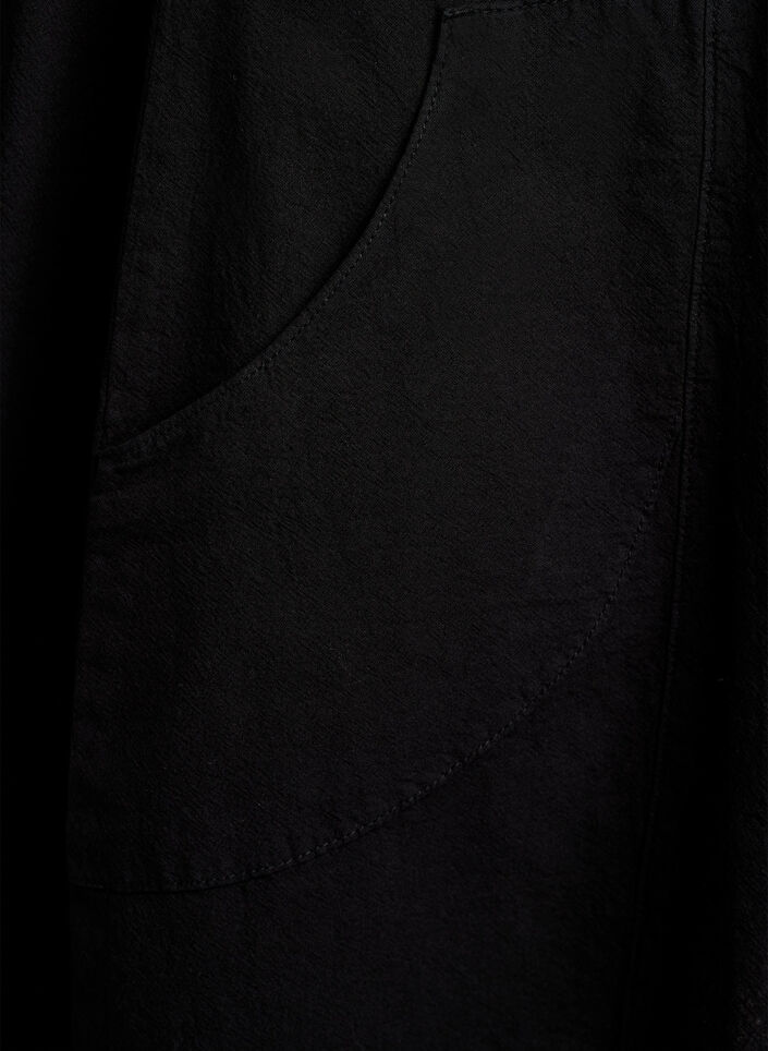 Kort&auml;rmad kl&auml;nning i bomull, Svart, Packshot image number 3