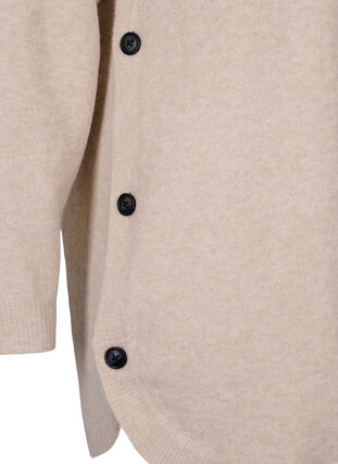Stickad tröja med knappdetaljer, Pumice Stone Mel., Packshot image number 3