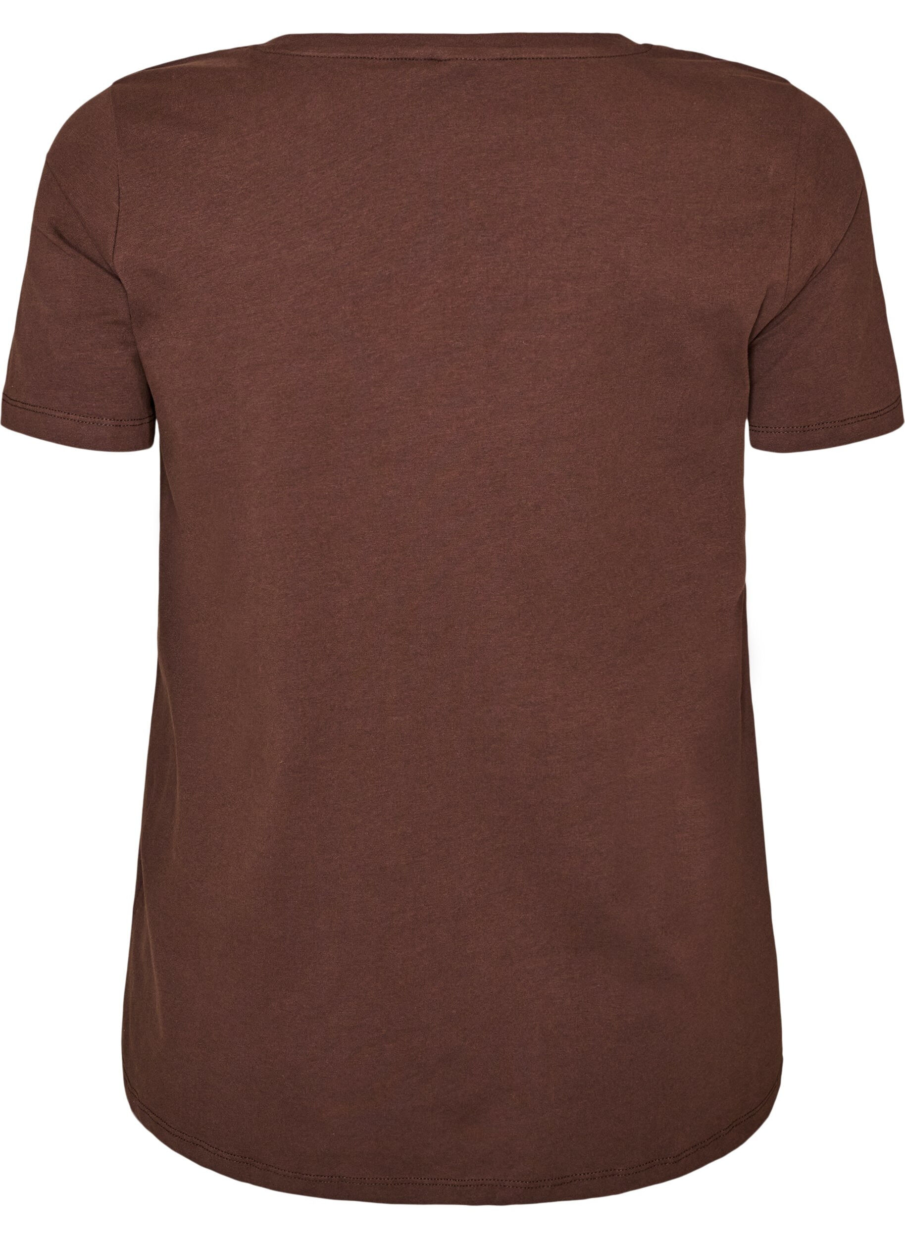 ZizziEnf&auml;rgad t-shirt i bomull, Brun, Packshot image number 1
