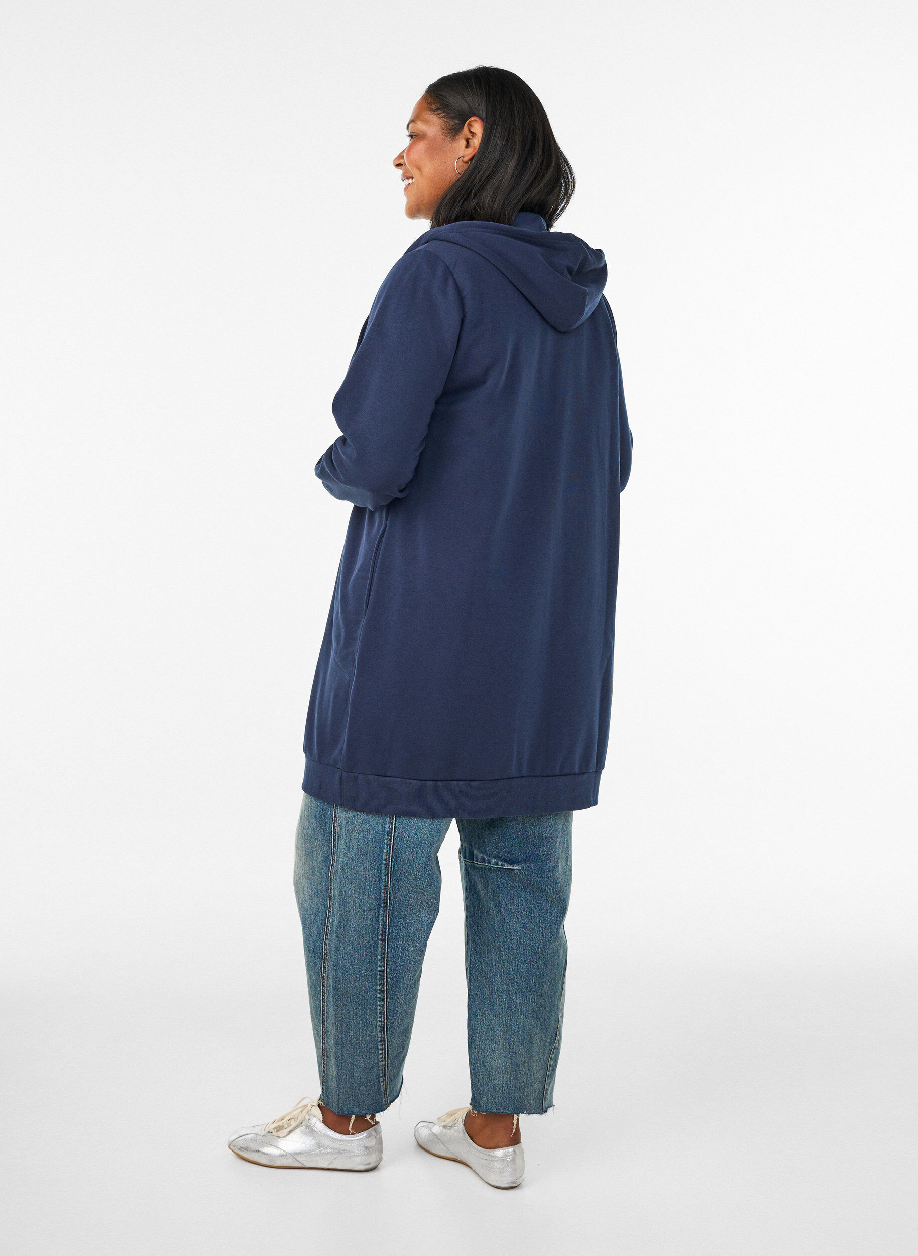 ZizziL&aring;ng huvtr&ouml;ja med dragkedja och fickor, Bl&aring;, Model image number 2