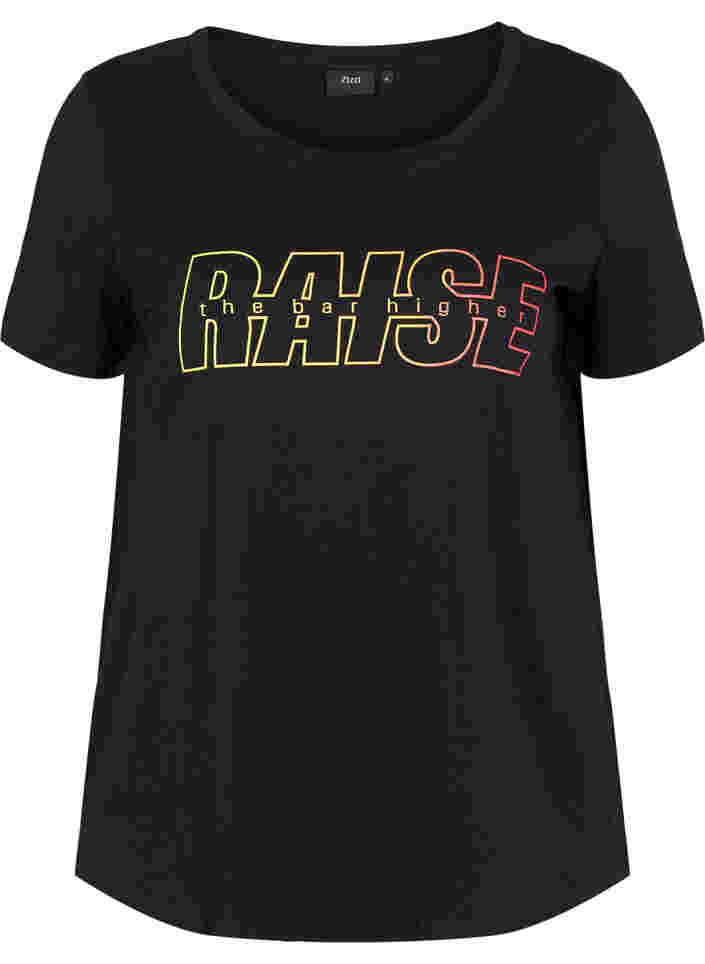  T-shirt till träning med print, Black w. Raise, Packshot image number 0