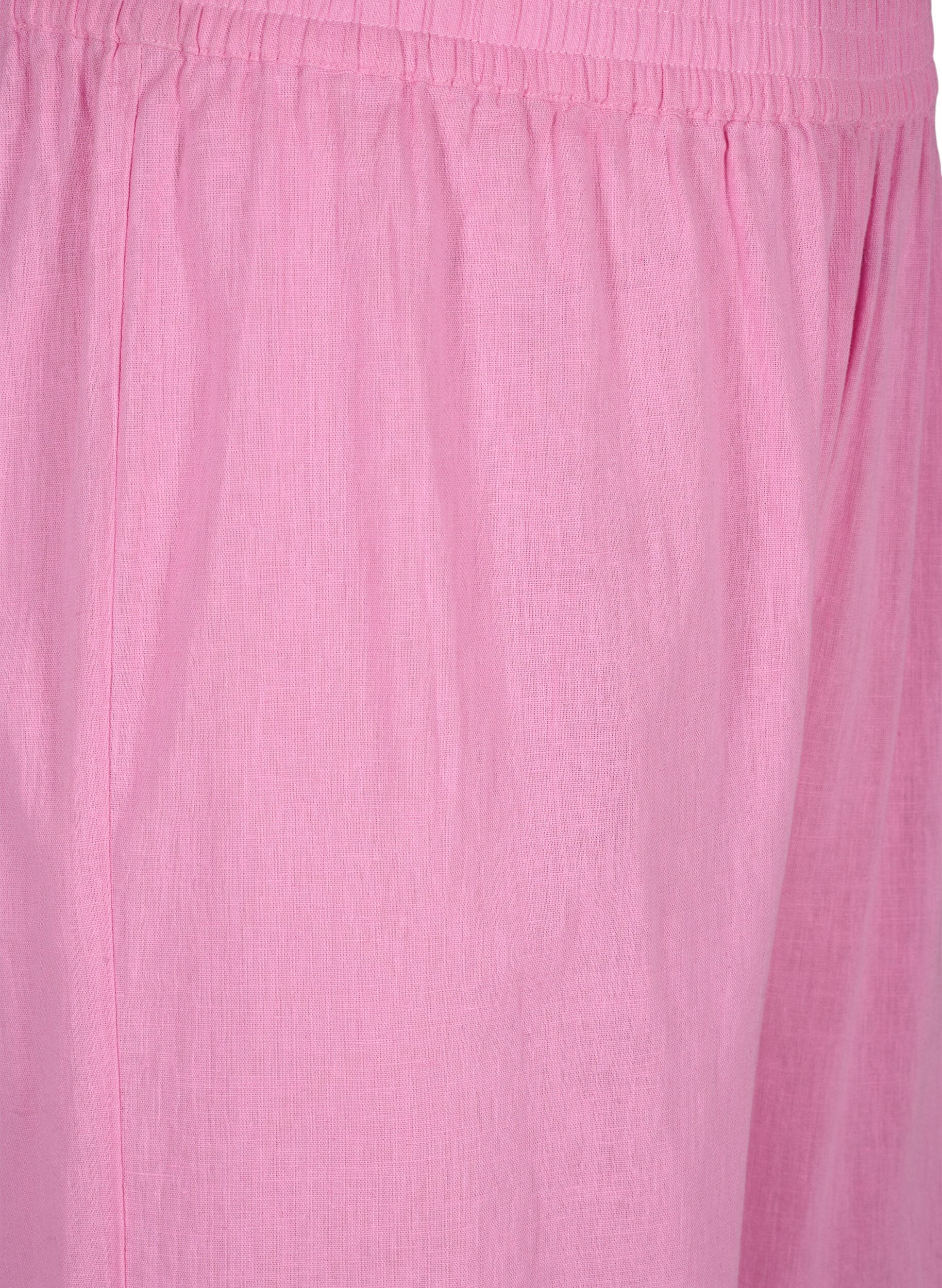 Zizzi 7/8-byxor i bomulls- och linnematerial, Rosebloom, Packshot image number 2