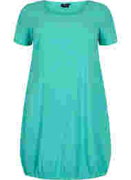 Kortärmad klänning i bomull, Aqua Green