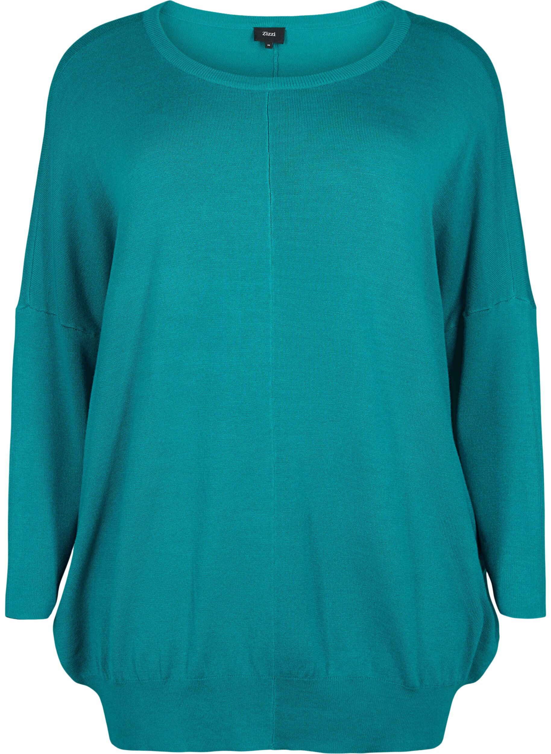 Zizzi Stickad tunika i viskosblandning, Deep Lake, Packshot image number 0