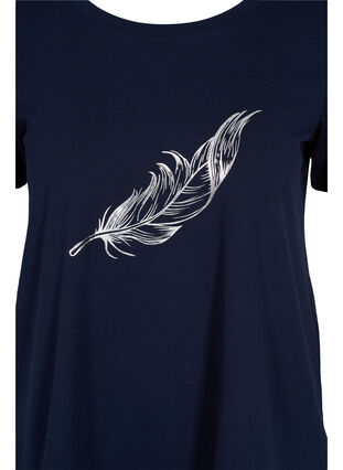 Kortärmad bomulls t-shirt med tryck, Night Sky w. silver , Packshot image number 2