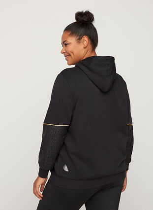 Sweatshirt med huva och print, Black, Model image number 1