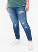 Jeggings med slitna detaljer, Dark blue, Model image number 3
