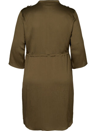 Klänning med knappar och snöre i midjan, Ivy Green, Packshot image number 1