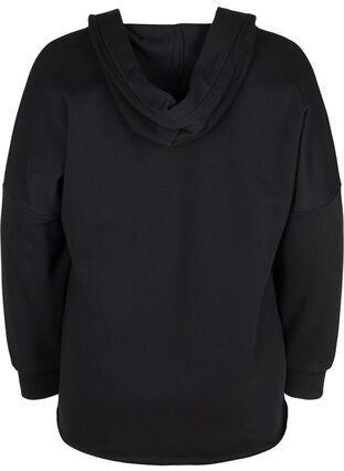 Sweatshirt med huva och slits, Black, Packshot image number 1