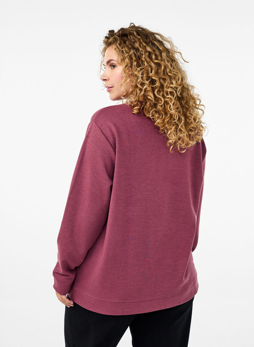 Sweatshirt med rund halsringning, Brun, Model image number 2