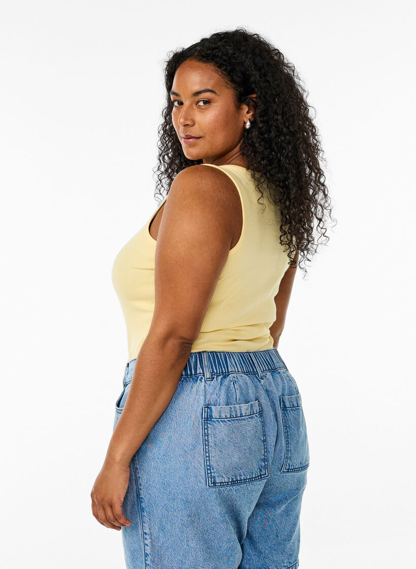 Slimfit linne med strass, Gul, Model image number 2