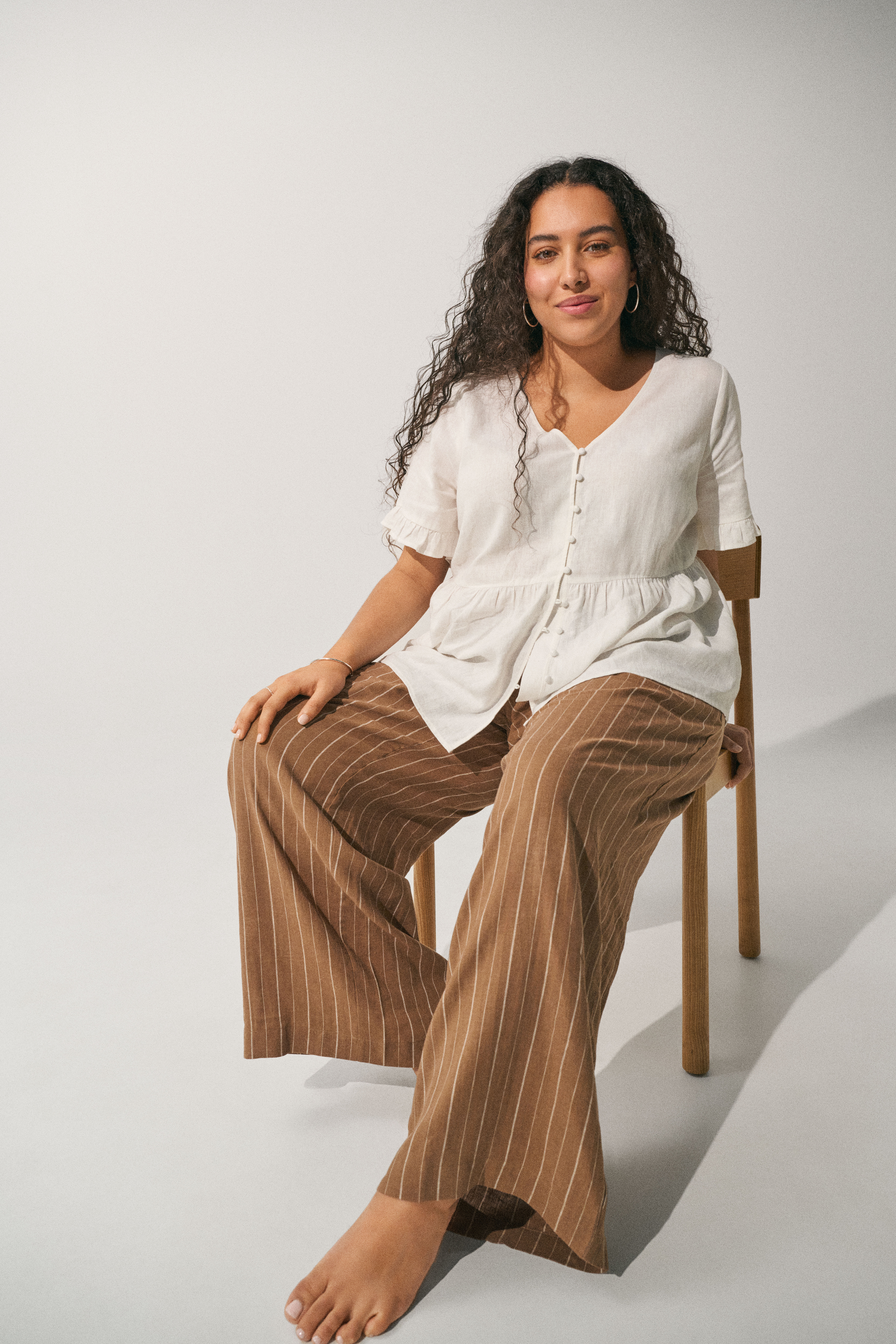 Zizzi Outfit i linne och viskos, , Model