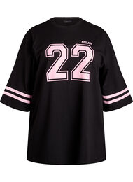 Oversized college-t-shirt med 3/4-ärm, Svart