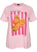 T-shirt i ekologisk bomull med tryck framtill, Rosa, Packshot image number 0