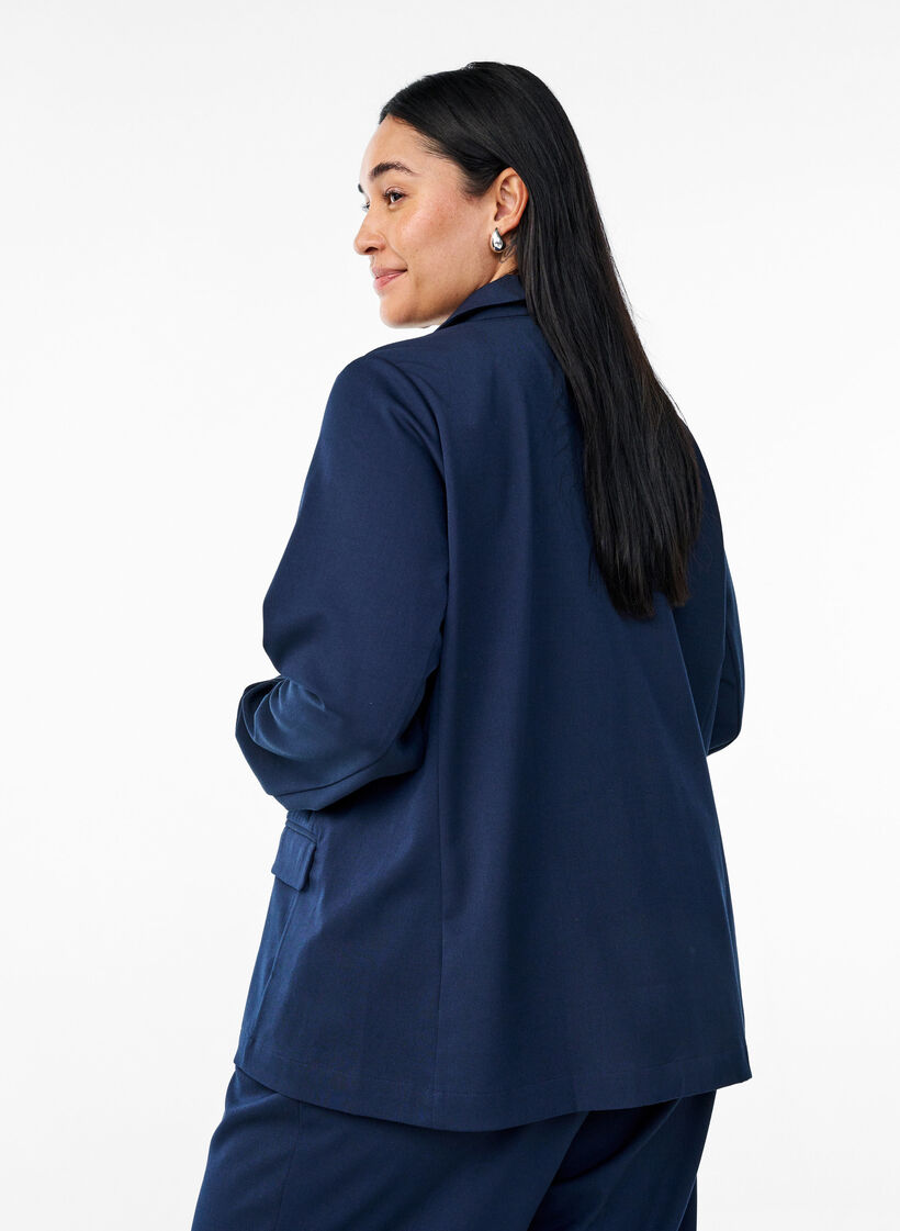 Öppen blazer med fickor, Blå, Model image number 2