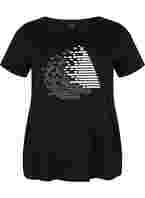  T-shirt till träning med print, Black w. White, Packshot