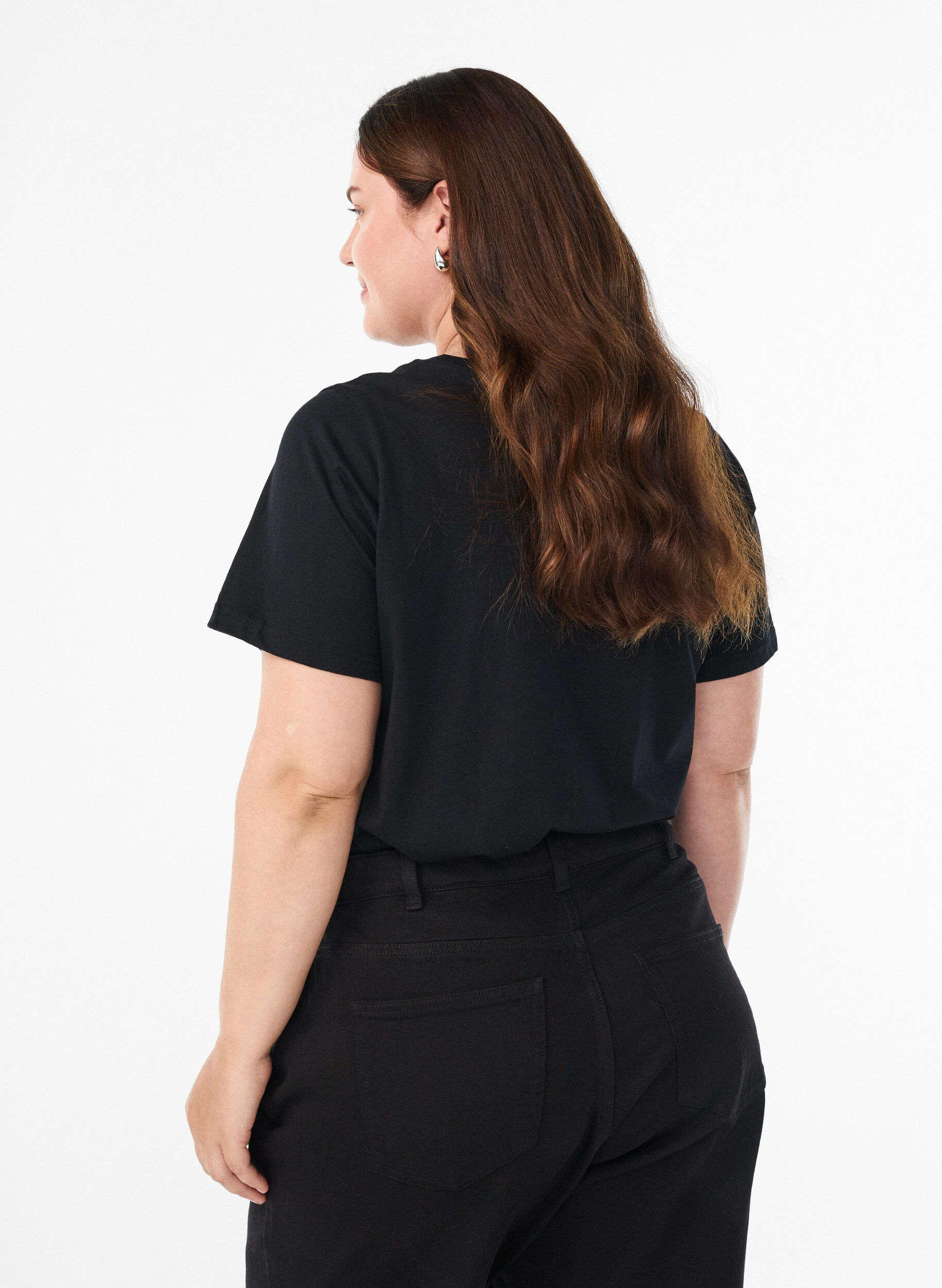 Zizzi Jul-t-shirt i ekologisk bomull, Svart, Model image number 2