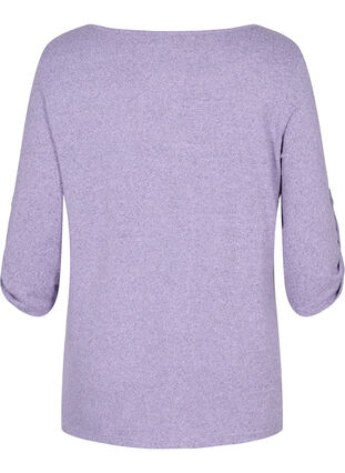 Blus med knappar och 3/4-ärmar, Purple Melange, Packshot image number 1