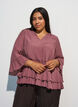 Blus med 3/4-&auml;rmar och volangdetaljer, Rosa, Model image number 0