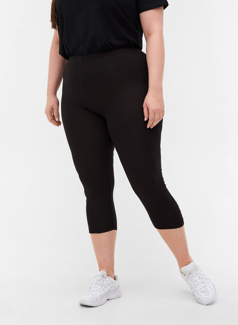Basleggings med 3/4 längd och rynkdetaljer, Black, Model image number 2