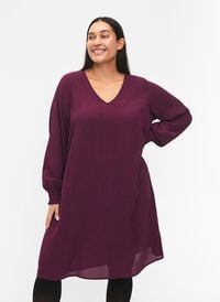 FLASH – Långärmad klänning med glitter, Purple w. Silver, Model