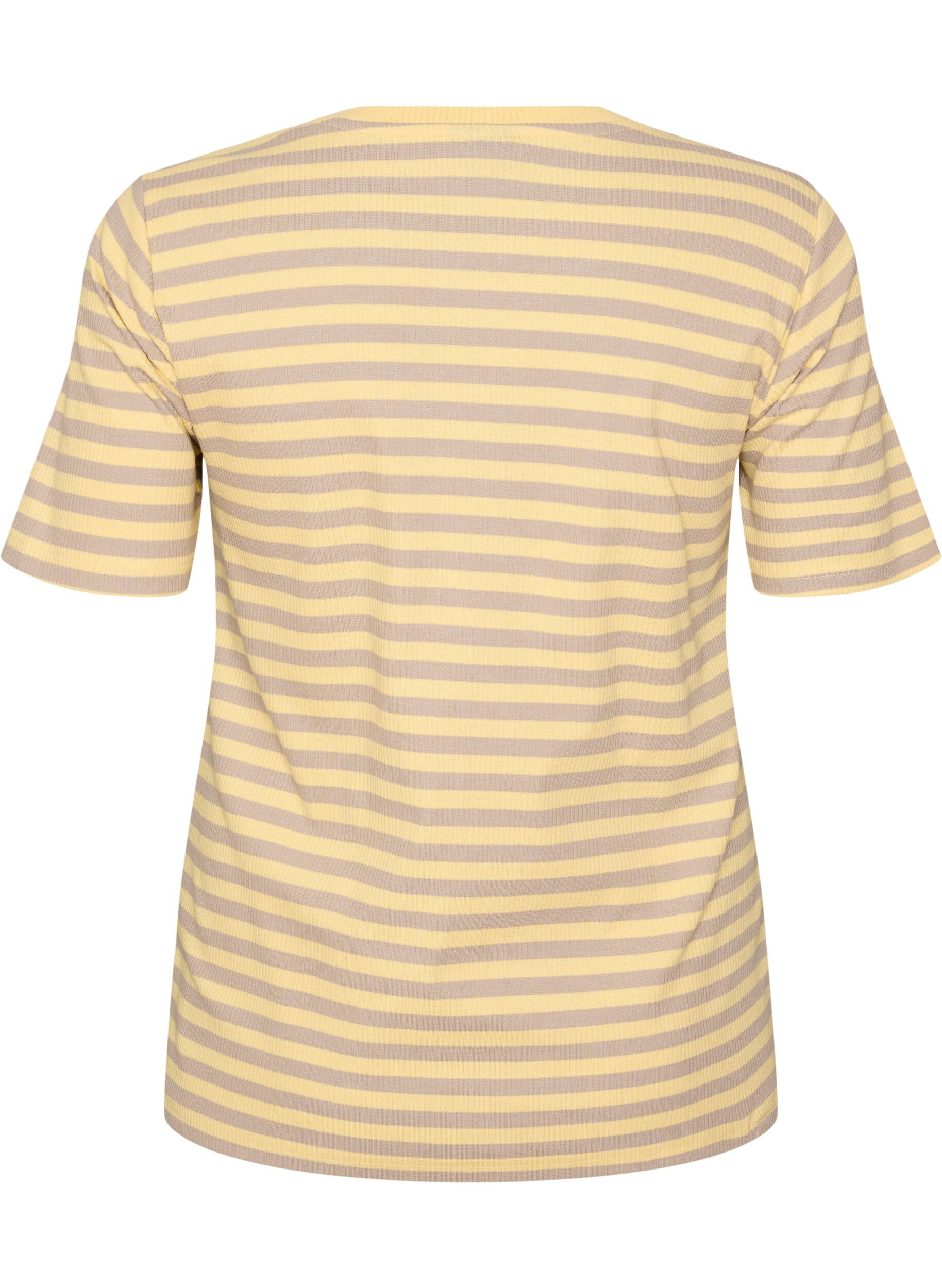ZizziRandig t-shirt med ribbad struktur, Gul, Packshot image number 1