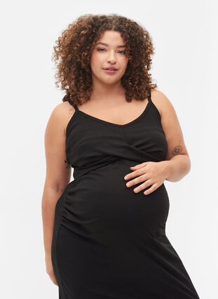 Ribbad klänning för gravida, Black, Model image number 2