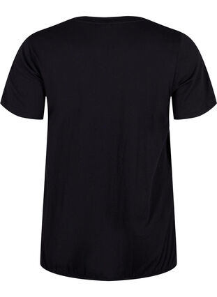 Kortärmad t-shirt i bomull med resårkant, Black W. Now, Packshot image number 1