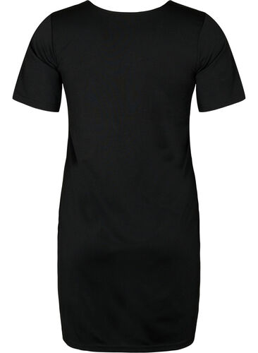 V-ringad klänning med snörning, Black, Packshot image number 1