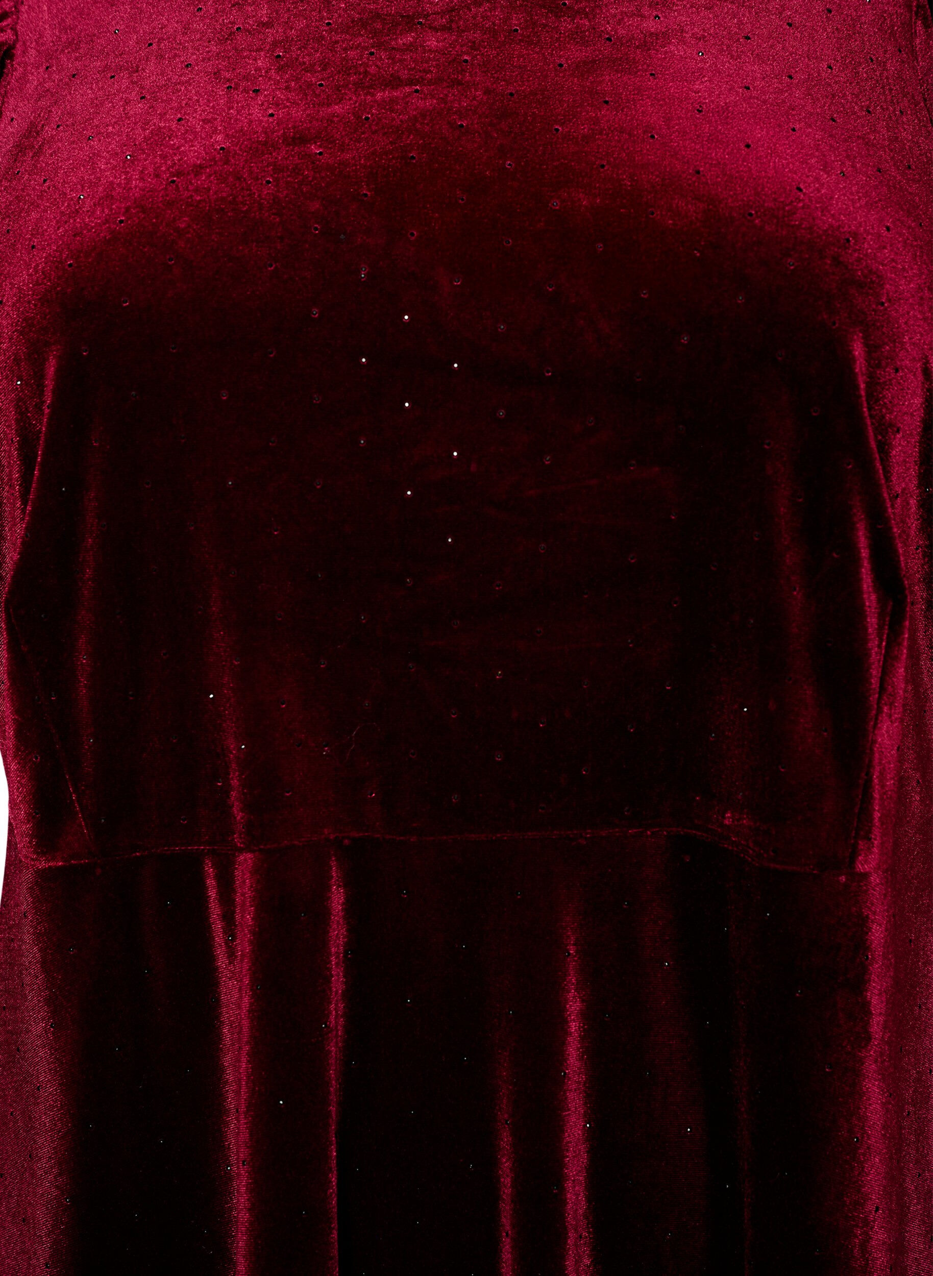 ZizziSammetskl&auml;nning med strass och A-linjeform, R&ouml;d, Packshot image number 2