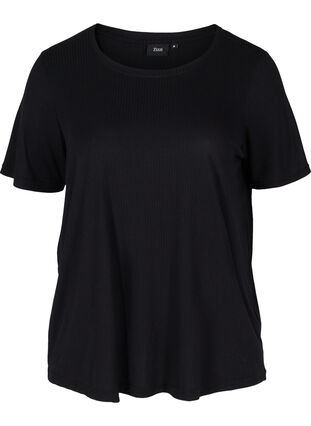Ribbad t-shirt, Black, Packshot image number 0