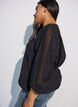 Blus med ballongeffekt och chiffongdetaljer, Svart, Model image number 3