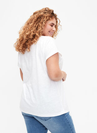 T-shirt med tryck i ekologisk bomull, B. White Black Print, Model image number 1