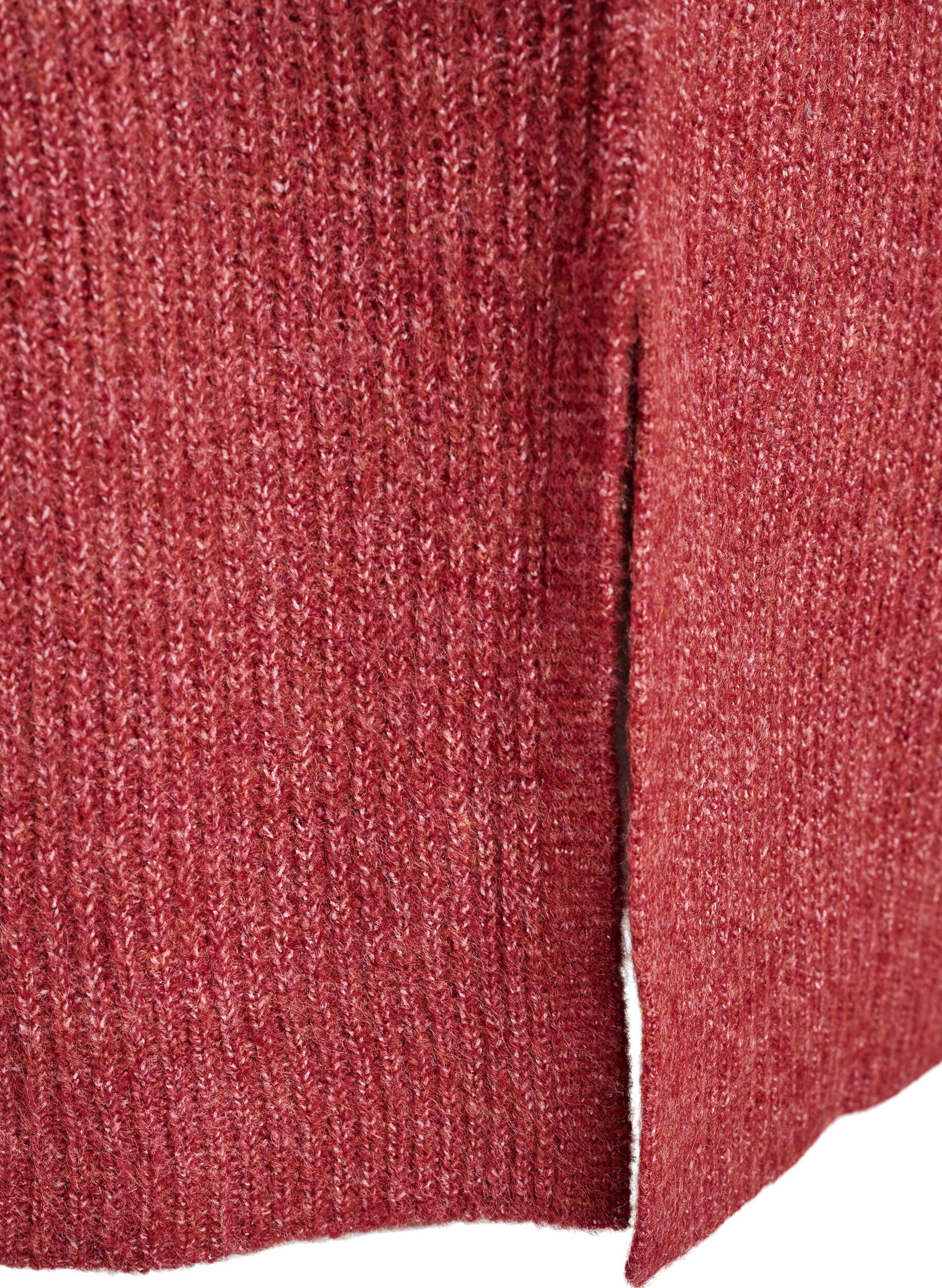 ZizziStickad kl&auml;nning med polokrage, R&ouml;d, Packshot image number 3
