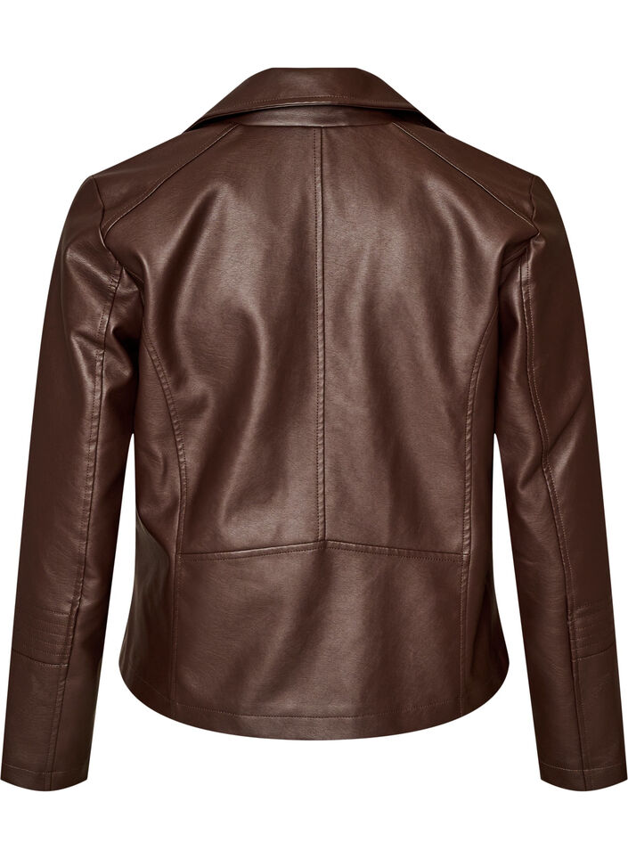Bikerjacka i l&auml;derimitation, Brun, Packshot image number 1