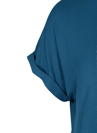 T-shirt i viskosmix med rund hals, Majolica Blue, Packshot image number 2