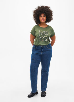 T-shirt i ekologisk bomull med guldtryck, Thyme W. Free, Model image number 2