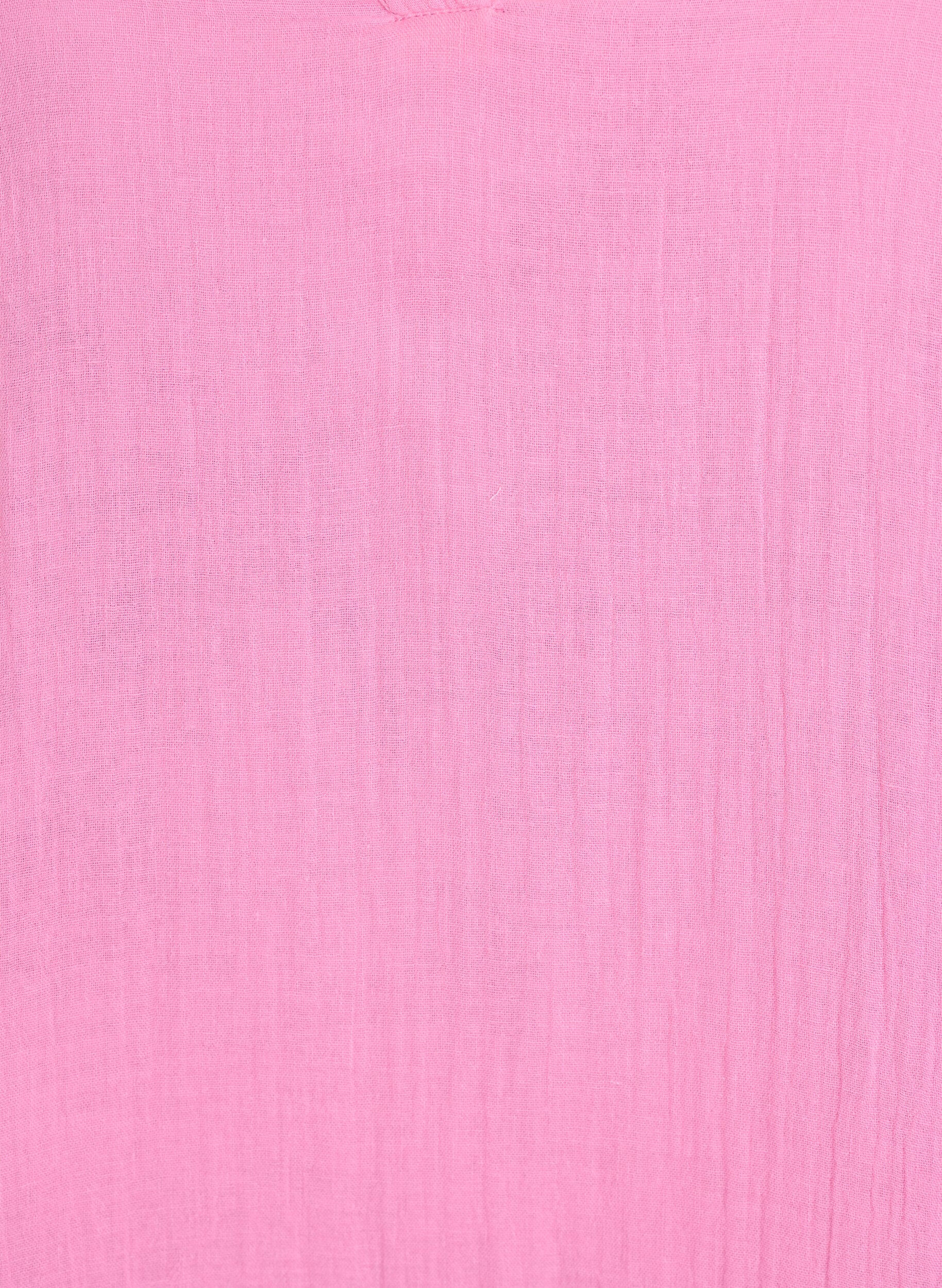 ZizziKort a-linjeformad kl&auml;nning i bomullsmuslin, Rosa, Packshot image number 2