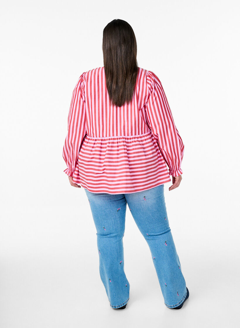 Bootcut-jeans med broderade blommor, Blå, Model image number 1