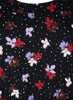 Kortärmad viskosklänning med mönster, Black Dot Flower, Packshot image number 2