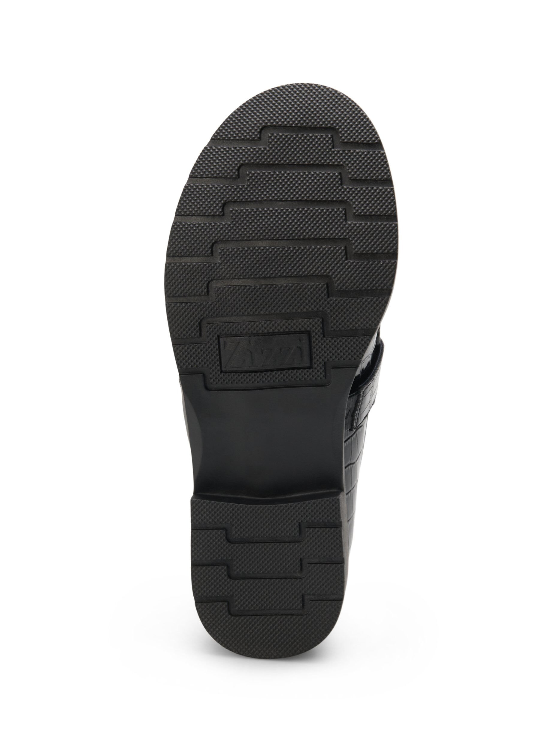 Zizzi Croco-loafers i l&auml;der med bred passform, Black, Packshot image number 5