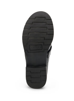 Croco-loafers i läder med bred passform, Black, Packshot image number 5