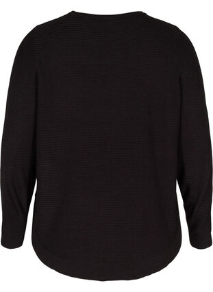 Stickad tröja med rund halsringning, Black, Packshot image number 1