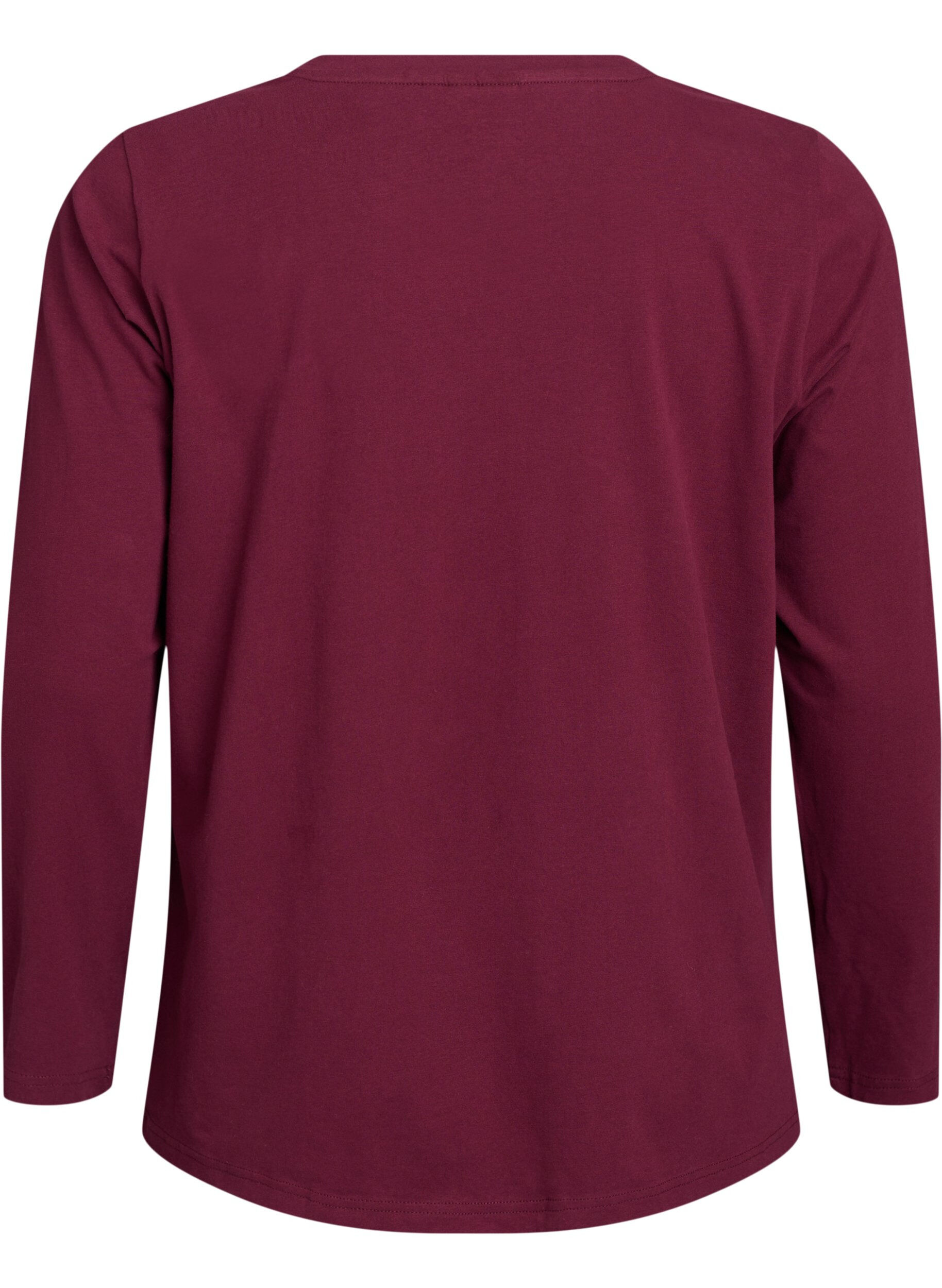 Zizzi Baslinne i jersey med l&aring;nga &auml;rmar, M&ouml;rk Bordeaux, Packshot image number 1