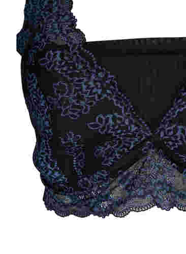 Bh med spets och mesh, Black w. blue lace, Packshot image number 2